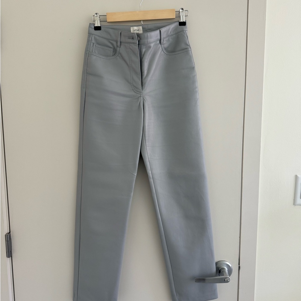 Aritzia Wilfred Gray Leather Pants